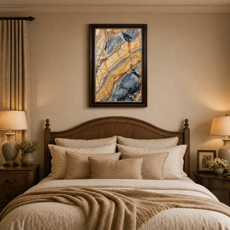 Tableau sur toile texturé marbre orange et gris, H 24 po x l 16 po