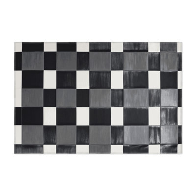 Tapis d'intérieur et d'extérieur à carreaux gris