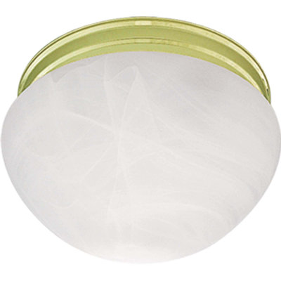 Plafonnier encastré rond simple en laiton poli l 9 po avec abat-jour champignon en verre albâtre Pitkin