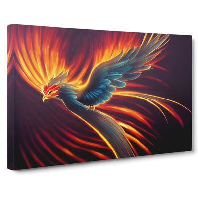 Explosive Phoenix Bird - Wrapped Canvas Print