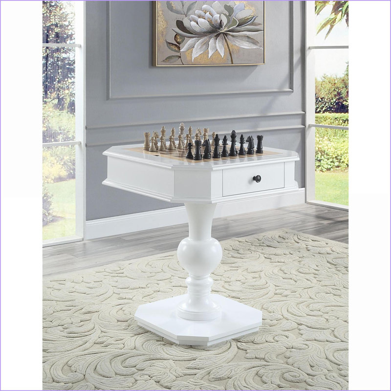 Table de jeu avec plateau réversible & amp; Tiroirs de rangement | Galini | Blanc | Bois synthétique