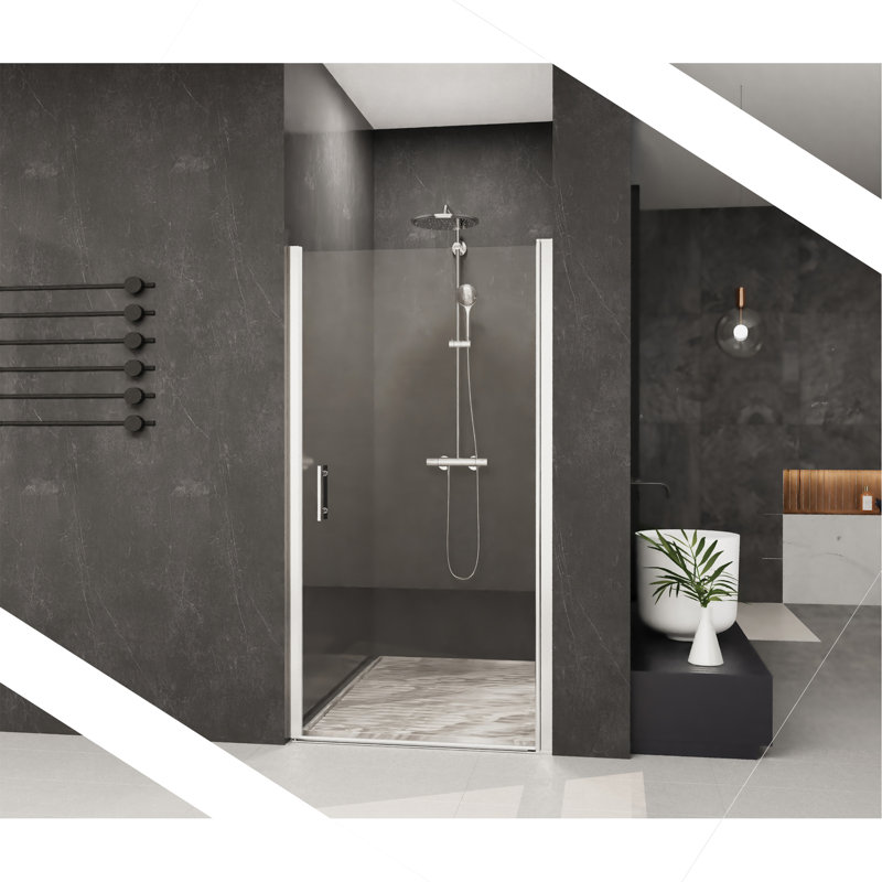Écran de douche en verre sans cadre Premium de 35 po de largeur x 72 po de hauteur avec verre trempé transparent de 1/4 po (6 mm), chrome, porte de douche