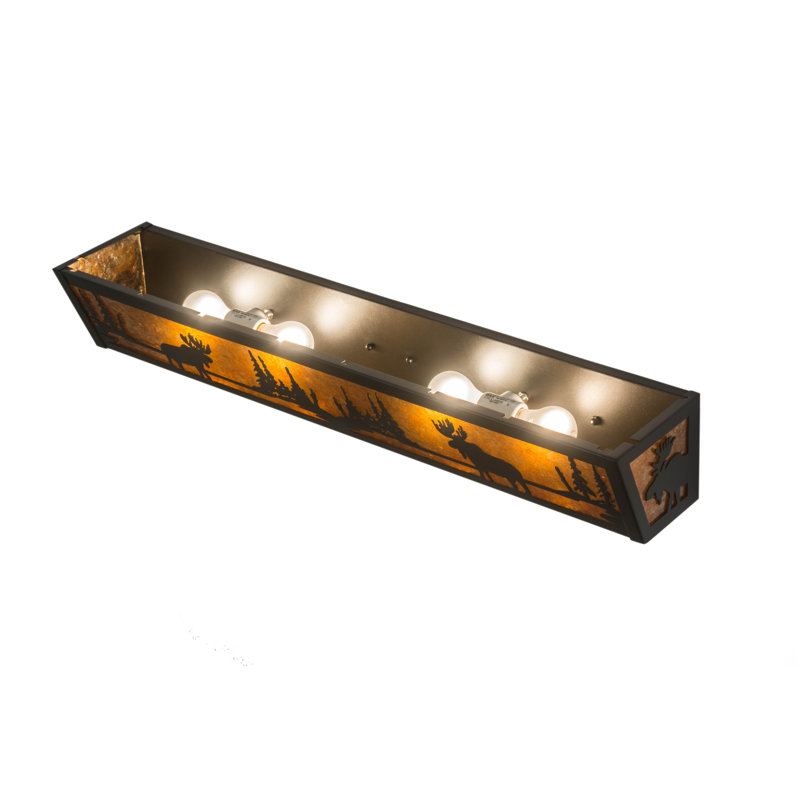 Rustic Lodge 4 - Light Bath Bar, 6" H x 36" W x 7" D, Black