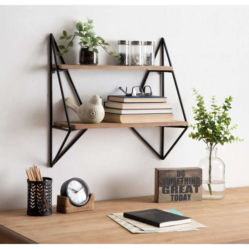Ajee 2 Piece Tiered Shelf, Rustic Brown