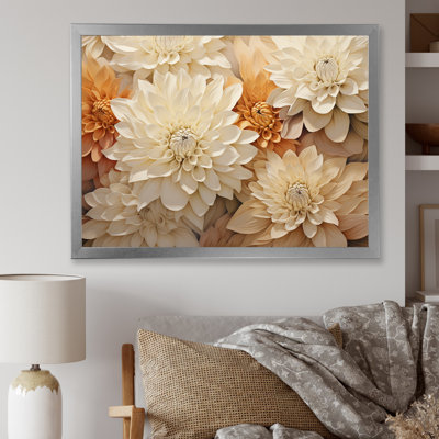 " Minimalism Blooming Mums In Beige And Gold "
