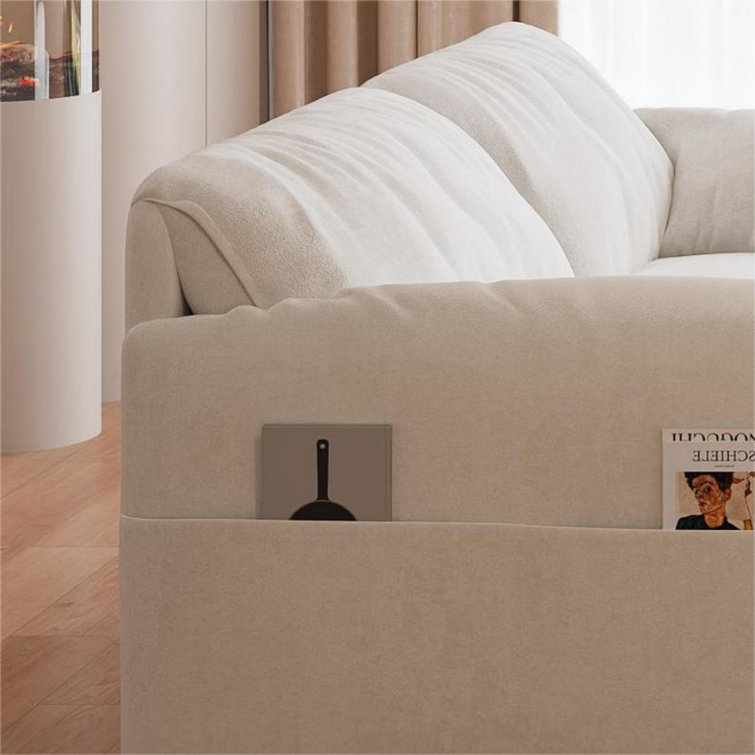 63.8-Inch Pull-Out Sofa Bed 3-In-1 Multifunctional Double Sofa Bed With  Side Storage Pockets