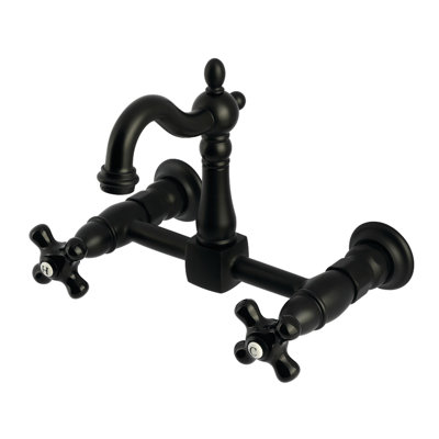 Kingston Brass Duchess Double-Handle 2-Hole Wall-Mount Bridge Kitchen Faucet
