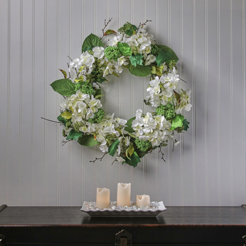 Couronne d'hortensia de jardin 24 po, Blanc