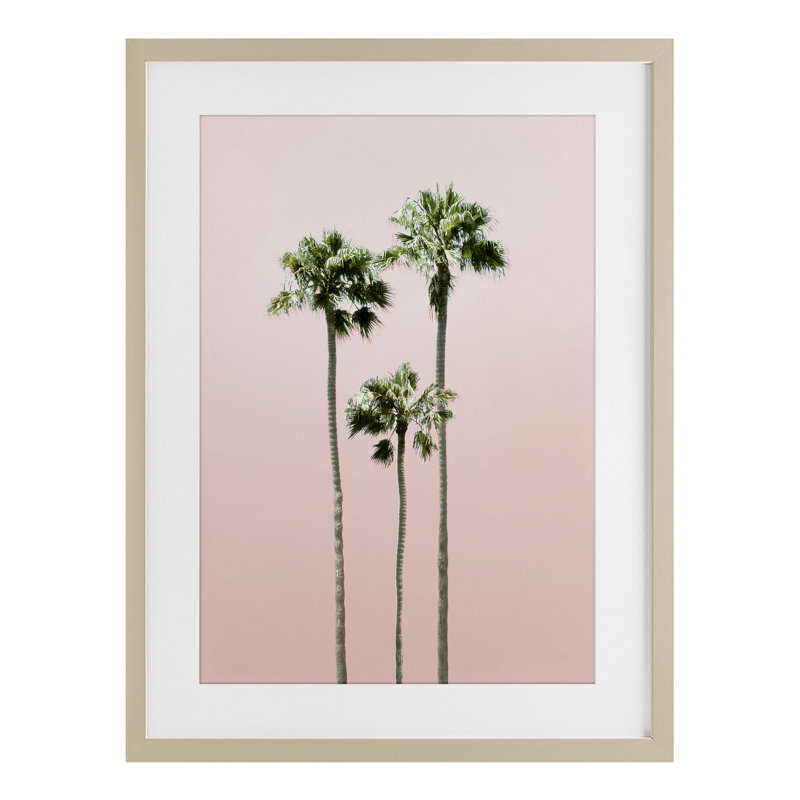 «Palm Getaway Pink Sky», reproduction encadrée sous verre, conception de Natalie Carpentieri, H 23 po x l 17 po