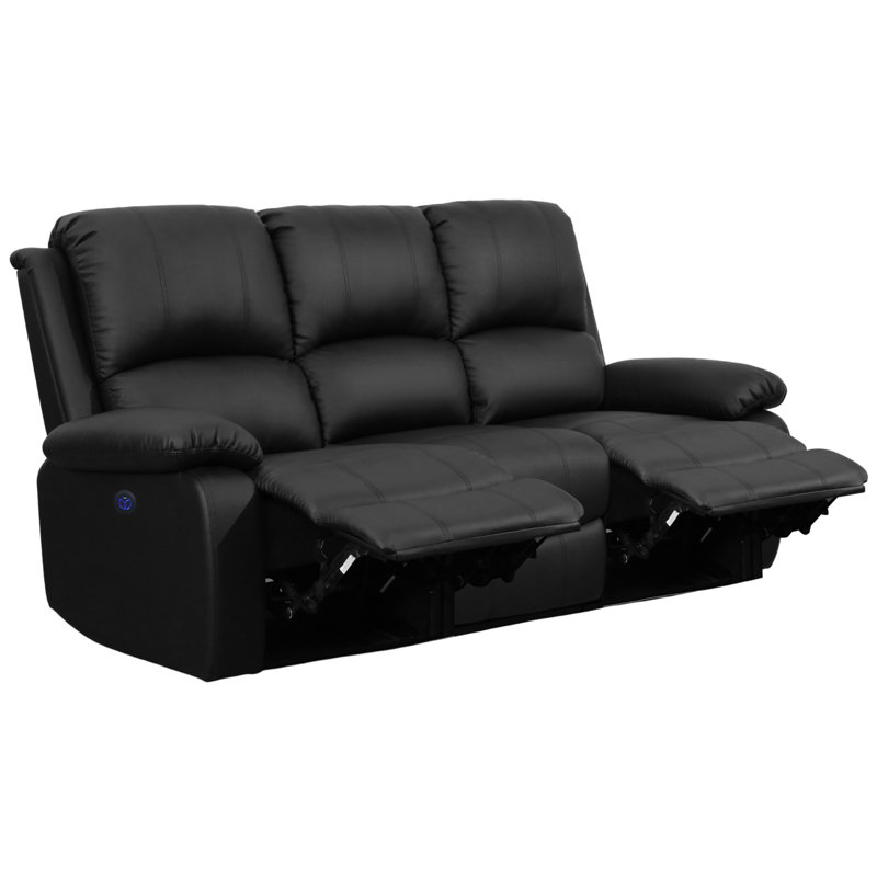 Raegan 3 Seater Faux Leather Reclining Sofa, Black