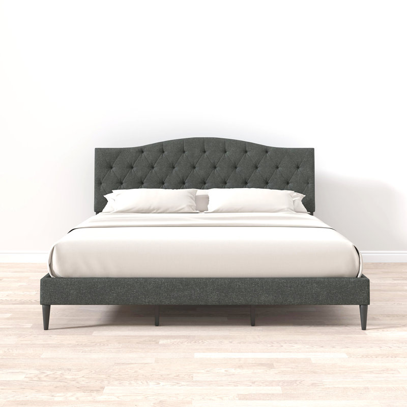Saltford Upholstered Platform Bed, King, Gray