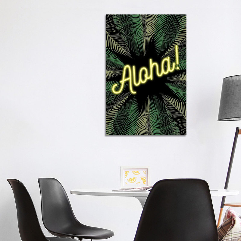 Neon Aloha! Hawaiian Design With Palm Trees by Design Harvest - Wrapped Canvas Print, 101.6 cm H x 66.04 cm W x 1.91 cm D