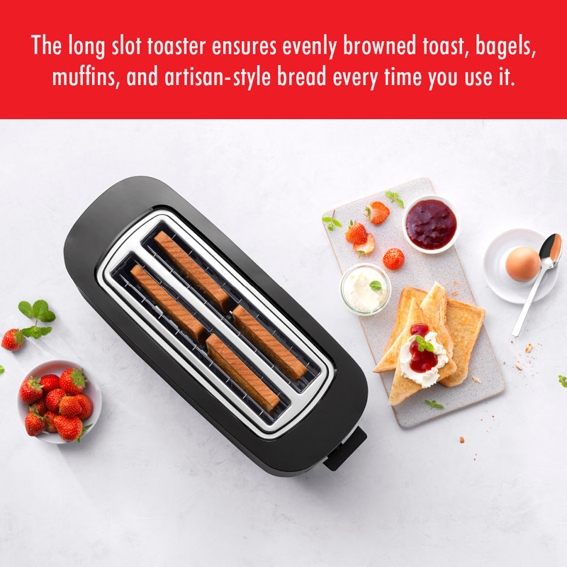 Zwilling J.A. Henckels 4 Slice Long Slot Enfinigy Cool Touch Toaster, Black