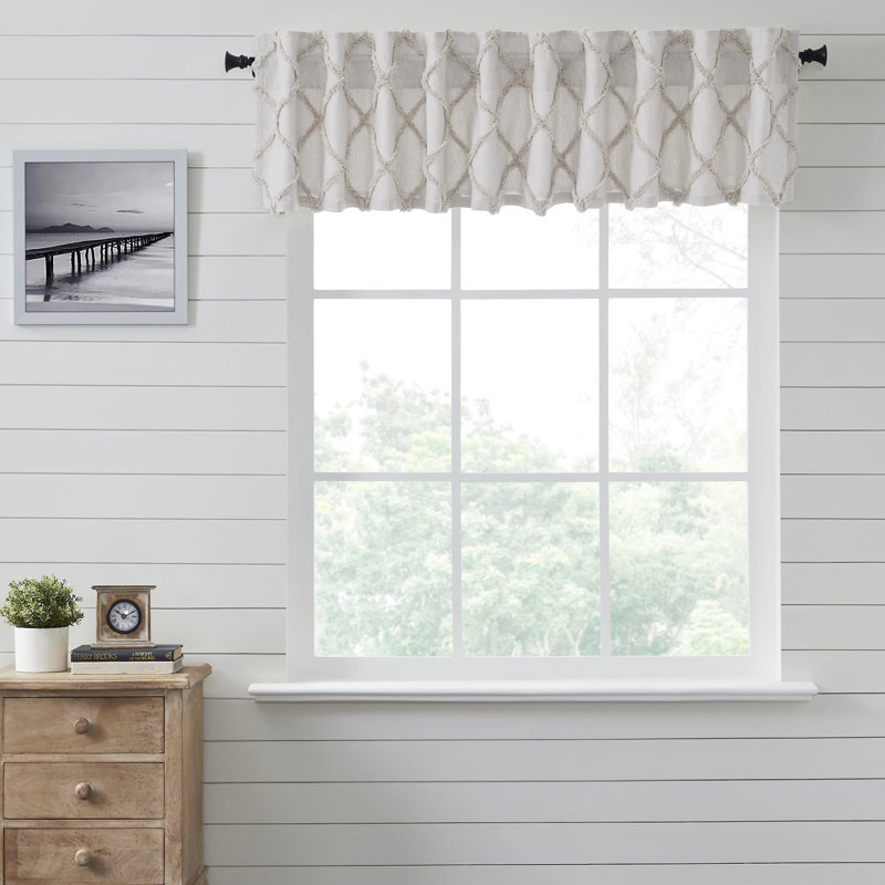 Az Cotton Geometric Tailored Window Valance, 72" W x 16" L