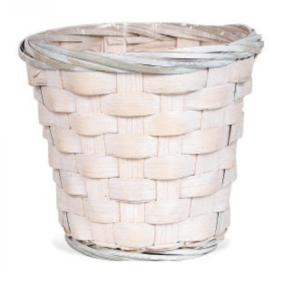 5X4"H White Washed Bamboo Basket