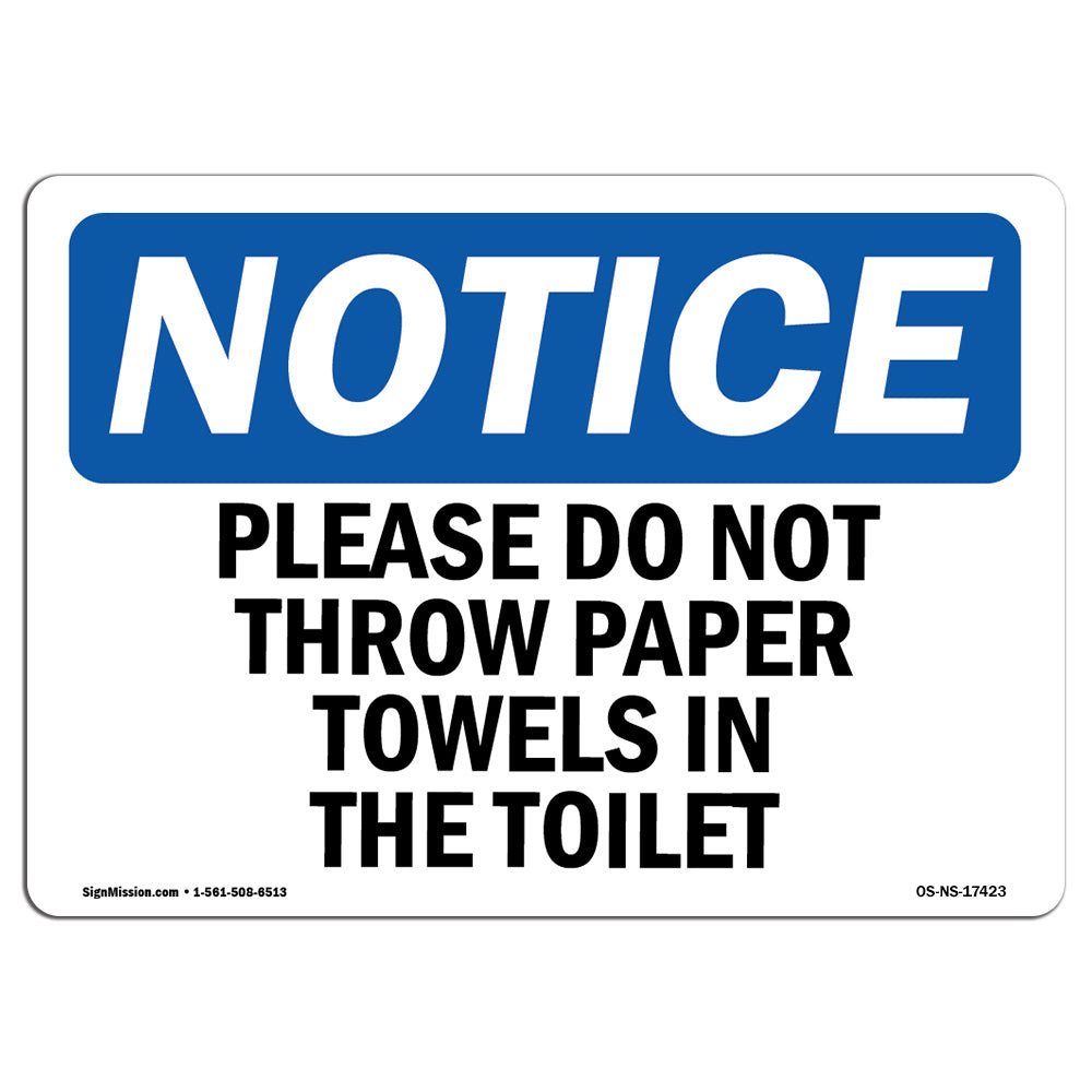 SignMission Please Do Not Throw Paper Towels in the Toilet Sign Wayfair