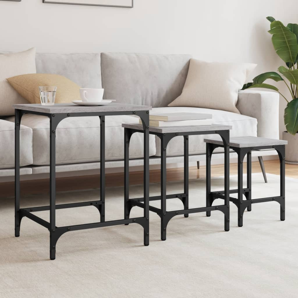 Vidaxl Nesting Coffee Tables 3 Pcs Grey Sonoma Engineered Wood