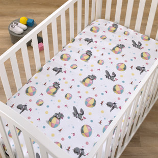 NoJo Disney Dumbo Circus Flags, Balls and Timothy Mouse Nursery Fitted Sheet