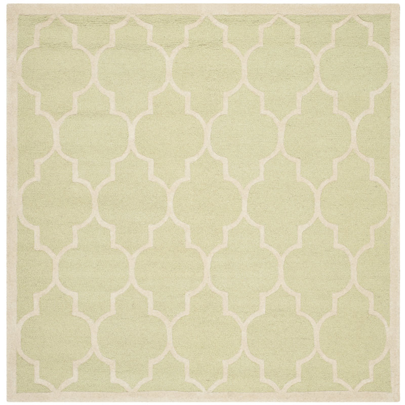 Cannen Hand Tufted Wool Geometric Rug, Square 6'