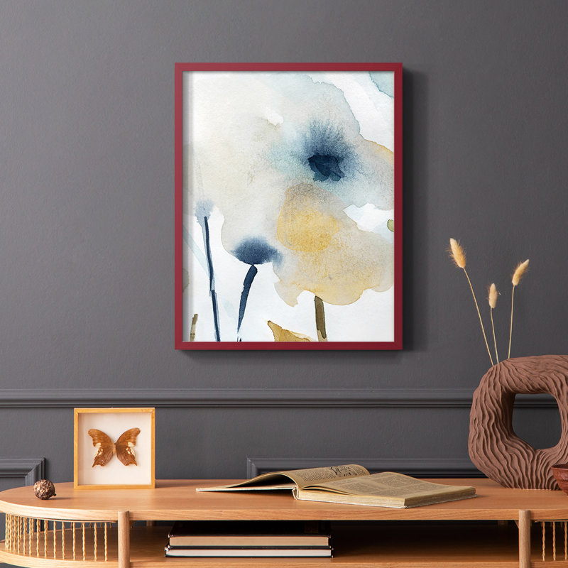 «Blooming Wash I», reproduction encadrée - bois massif, Rouge, H 10 po x l 8 po