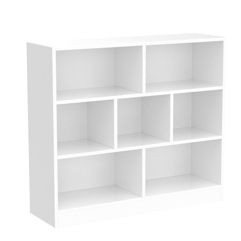 7 Cubes Short Horizontal Bookshelf, Warm White