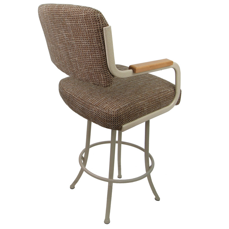 Ivette Swivel Metal Bar Stool - M-114 - Checkered - Beige Natural, Counter Stool (26” Seat Height)