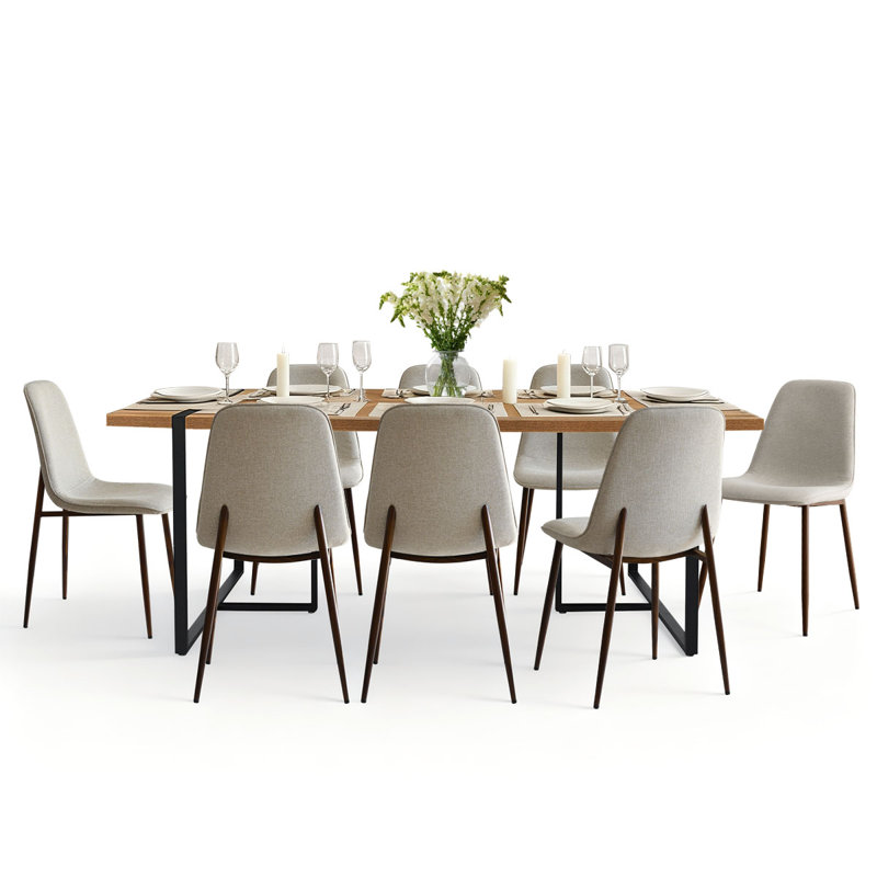 Ensemble de table de salle à manger rectangulaire moderne de 78,7 po avec 8 chaises rembourrées et pieds en métal Modern