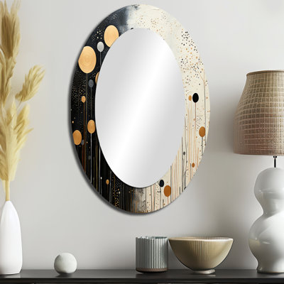 Monogramme Medley II - miroir décoratif ovale abstrait sur métal