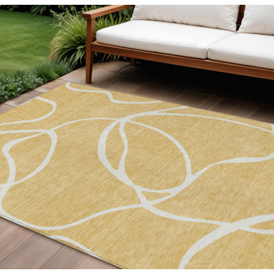 Tapis intérieur lavable abstrait doré 10 pi x 14 pi HomeRoots