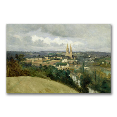 « vue générale of the town » par jean baptiste corot, reproduction d’art sur toile tendue