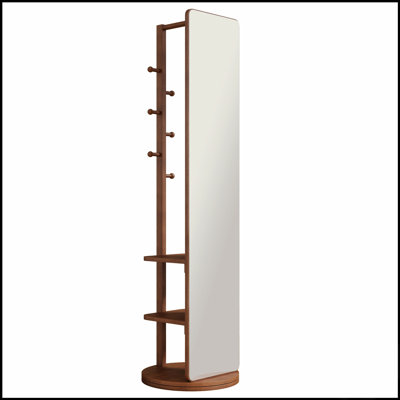 Full-Body Mirror With Solid And Rubber Wood Frame, Clear Glass For Whole Body Viewing, Walnut Finish For Elegance And Durability