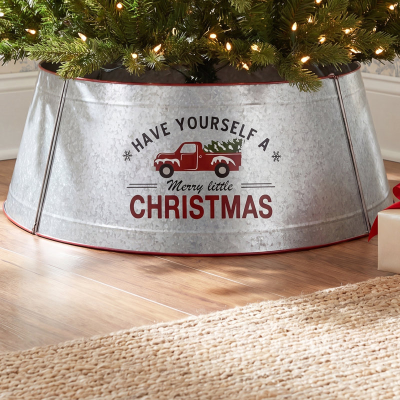 40.5"D Christmas Galvanized Metal Truck Tree Collar(KD)