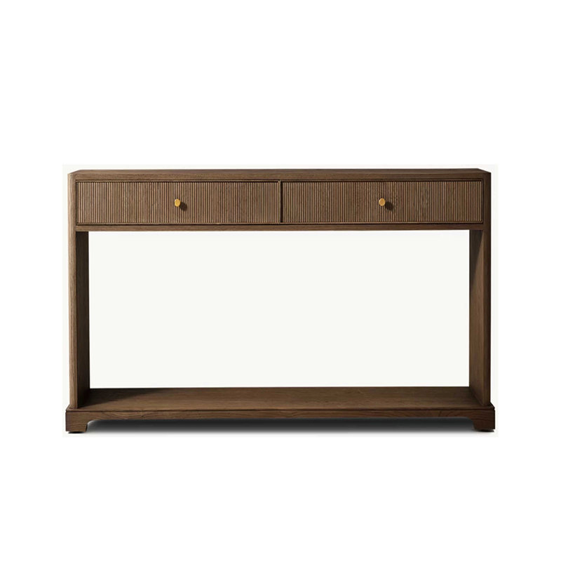 Table de véranda entièrement en bois massif de style français., Marron foncé