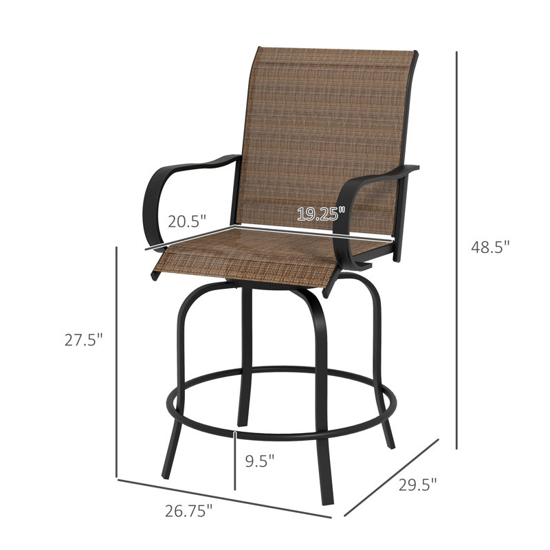 Tabourets de bar d'extérieur avec accoudoirs Outsunny, Brun