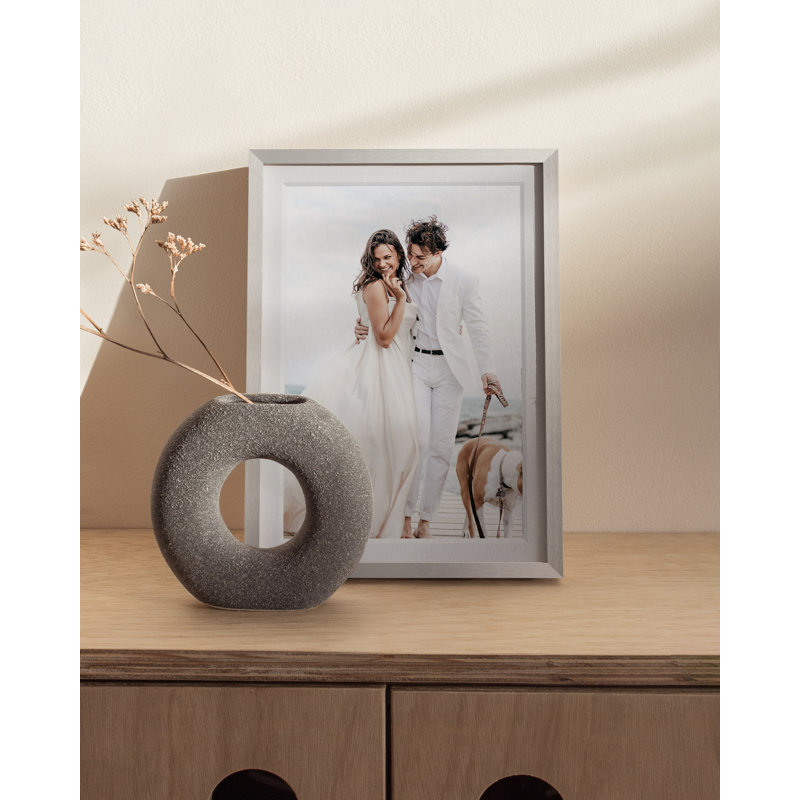 Cadre photo en métal avec verre, Argent, L 5 po x H 7 po