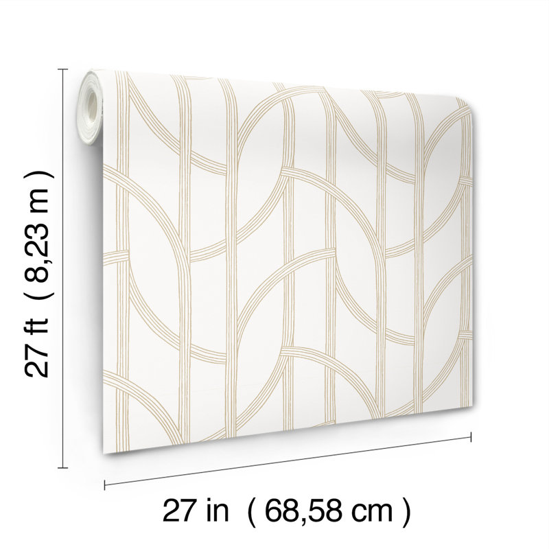 Salvo Curved Contours Wallpaper, Gold