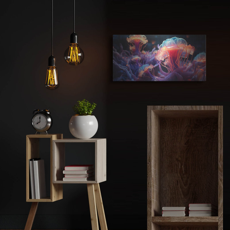 Luxe Metal Art 'Marine Fireworks' by r3darch0n Metal Wall Art, 12" H x 24" W