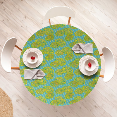 East Urban Home Nautical Fitted Round Tablecloth Yellow and Deep Sky Blue