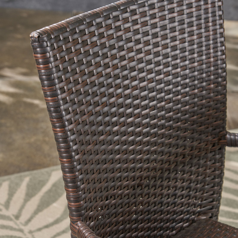 Teak and Wicker 6-Person Outdoor Dining Set with Iron Frame