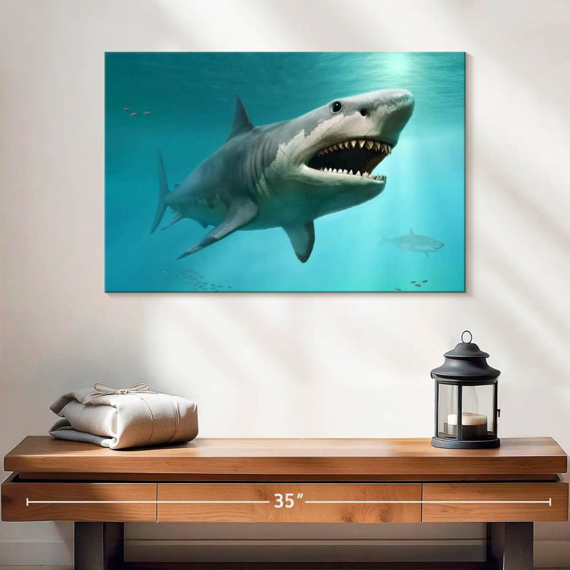 Requin mégalodon éteint, 16" H x 24" W