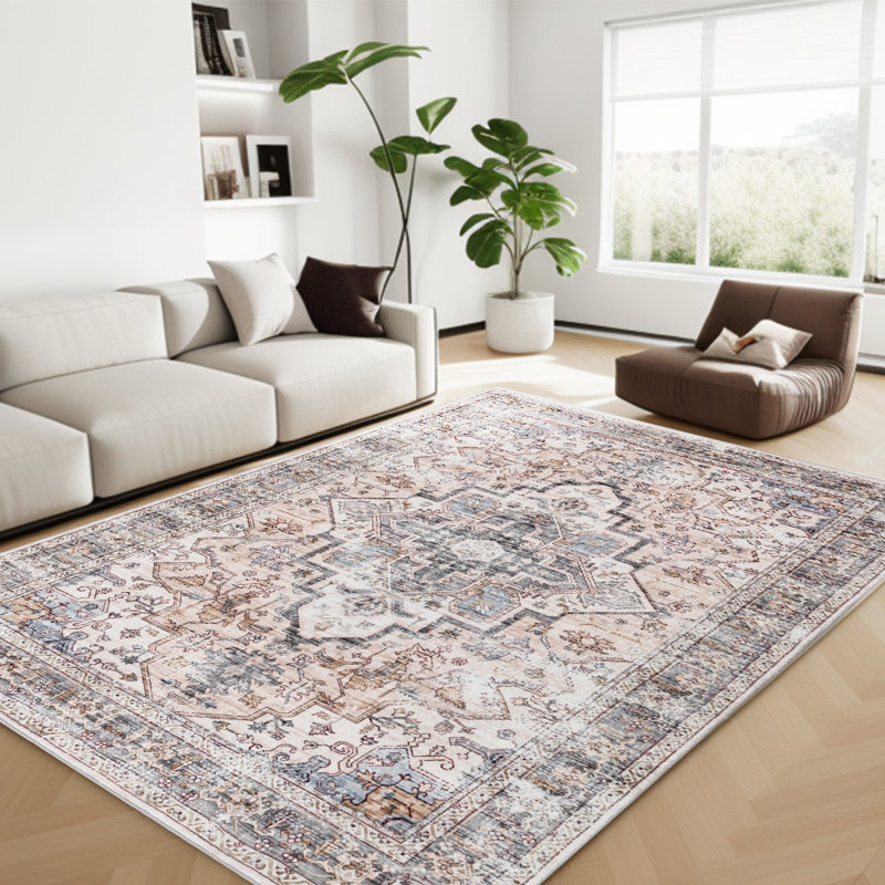 Vintage Oriental Machine Washable Area Rug, Rectangle 6' x 9'