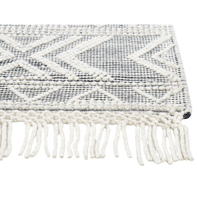 Rectangle 160 cm x 230 cm Geometric Wool and Cotton Hand Woven Area Rug