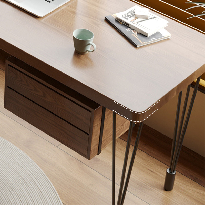 55.12"Light walnut Rectangular Solid Wood desks, 29.53" H x 55.12" W x 23.62" D