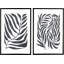 S/2 Black Leaf Print Canvases - 2 Piece Single Picture Frame Set on Canvas