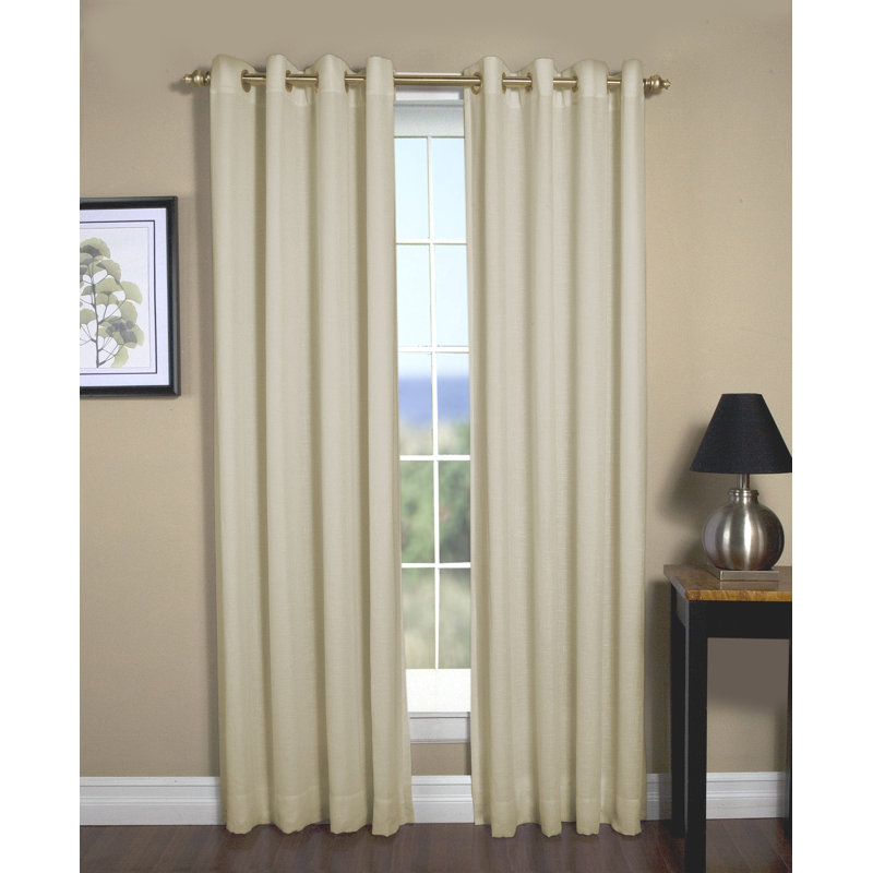 Swadlincote Elegant Linen-Look Light Filtering Grommet Single Curtain Panel, 52" W x 84" L, White