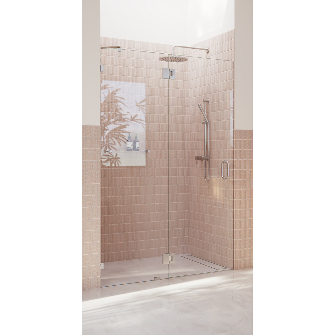 Halo 54 in. x 78 in. Frameless Glass Hinge Shower Door Glass Warehouse 