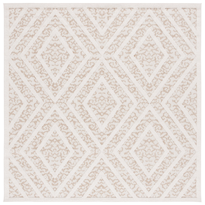 Tapis d'intérieur / extérieur à motif géométrique à performance globale MSR218 Martha Stewart, Carré 6 pi 7 po