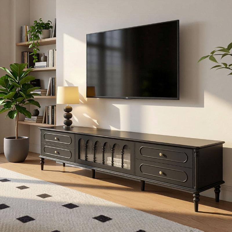 Meuble télé vintage en bois jaune Yellowbox