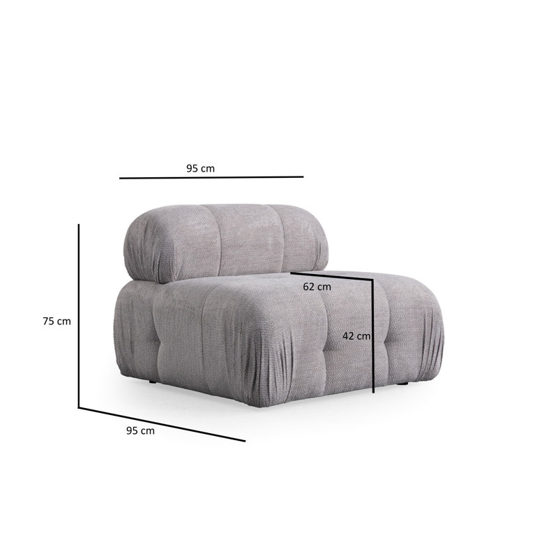 Élégant canapé 1 place, gris clair, 37,4 x 37,4 x 29,5 pouces | Structure en bois de hêtre durable et en carton, tissu 100% polyester | Support de dossier en mousse et en plumes gris doux | Comprend des coussins, des pieds élégants en plastique noir