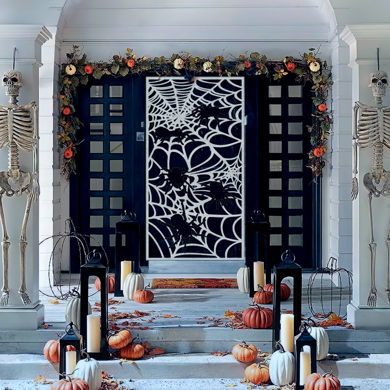 Couvre-porte d'Halloween en toile d'araignée